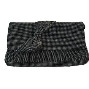 Beaded Black Clutch Bag cross body Evening Bag Folding Purse Formal Casual